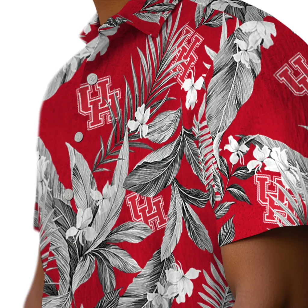 Houston Cougars Hawaiian Shirt - Palm Leaves houston cougars palm leaves red hawaiian shirts trendy