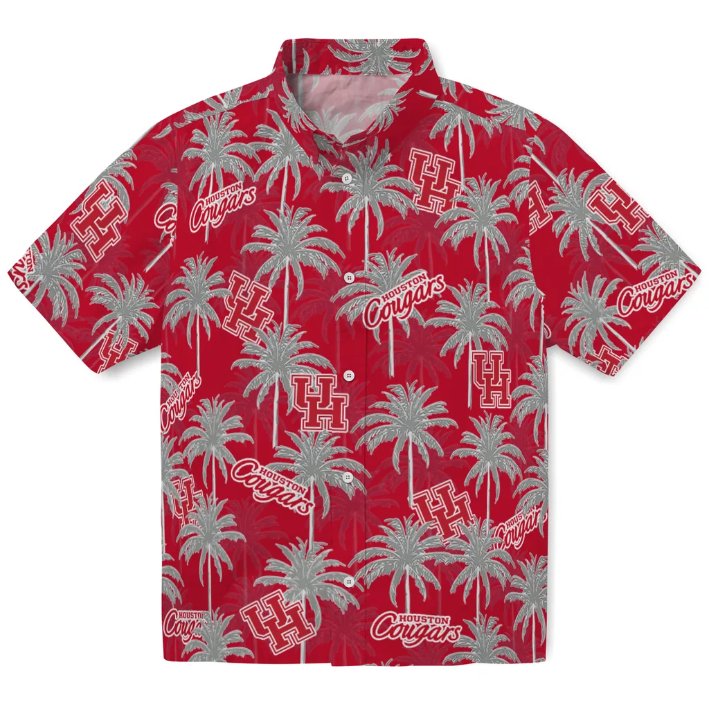 Houston Cougars Hawaiian Shirt - Palm Tree Motif houston cougars palm grove red hawaiian shirts best selling