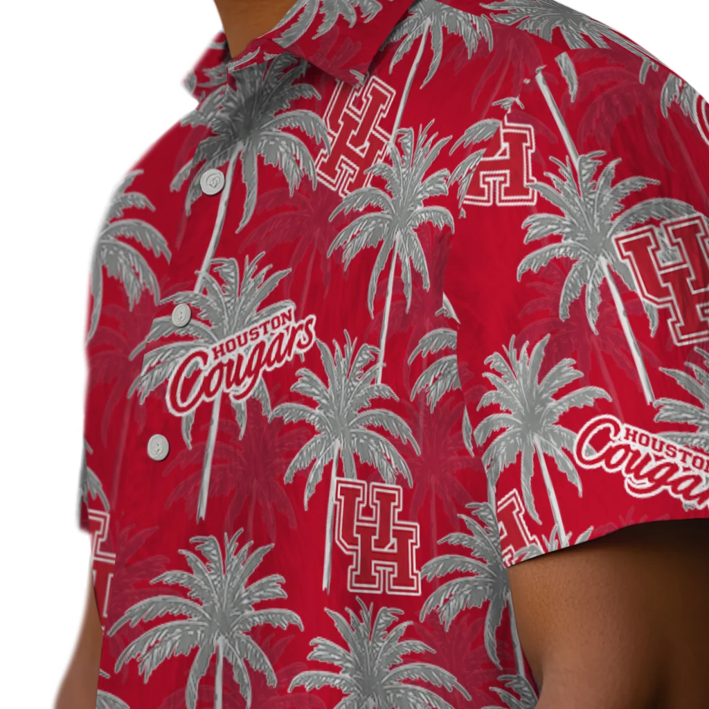 Houston Cougars Hawaiian Shirt - Palm Tree Motif houston cougars palm grove red hawaiian shirts trendy