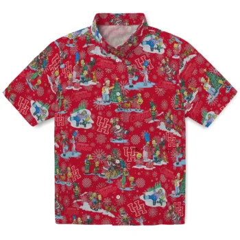 houston cougars simpsons christmas red hawaiian shirts best selling