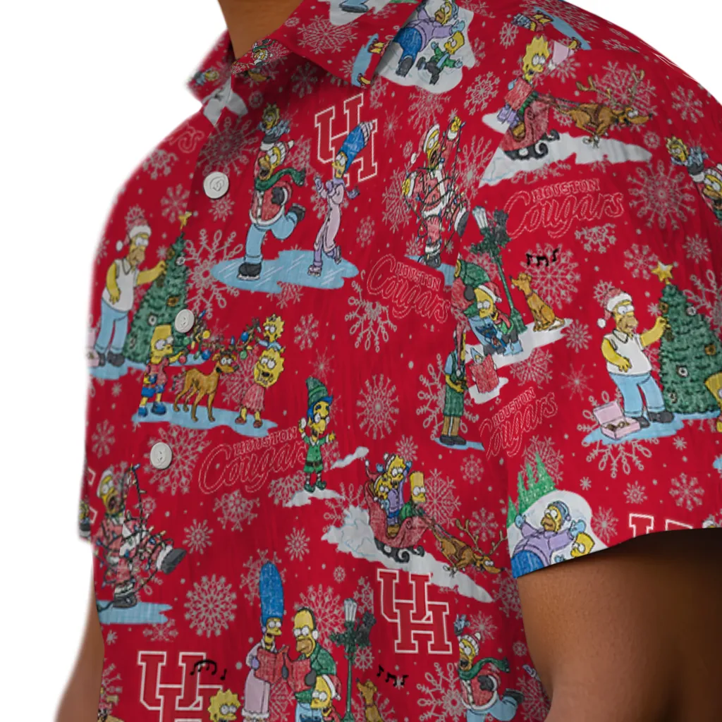 Houston Cougars Hawaiian Shirt - Simpsons Christmas houston cougars simpsons christmas red hawaiian shirts trendy