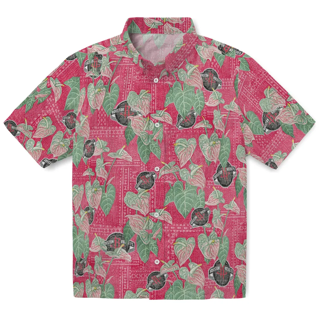 Houston Rockets Hawaiian Shirt - Anthurium Overlay houston rockets anthurium overlay red hawaiian shirts best selling