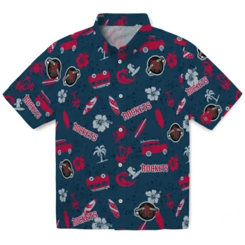 houston rockets beach vibe navy hawaiian shirts best selling