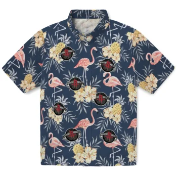 houston rockets flamingo hibiscus navy hawaiian shirts best selling