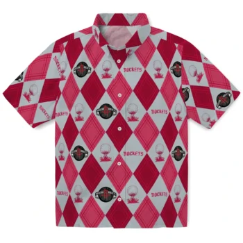 houston rockets balloon plaid red hawaiian shirts best selling