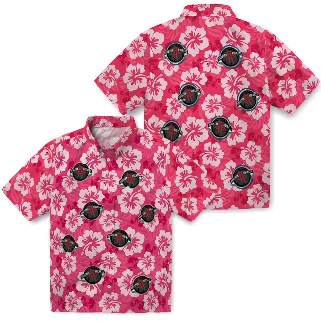 Houston Rockets Hawaiian Shirt - Hibiscus Cluster houston rockets hibiscus cluster red hawaiian shirts high quality