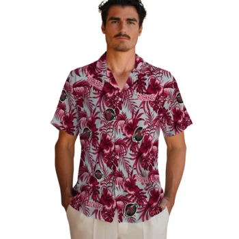 houston rockets hibiscus exotic red hawaiian shirts fashion forward