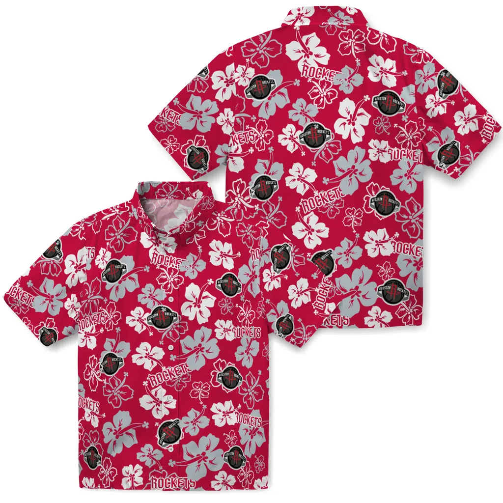 Houston Rockets Hawaiian Shirt - Hibiscus Flower Design houston rockets hibiscus bloom red hawaiian shirts high quality