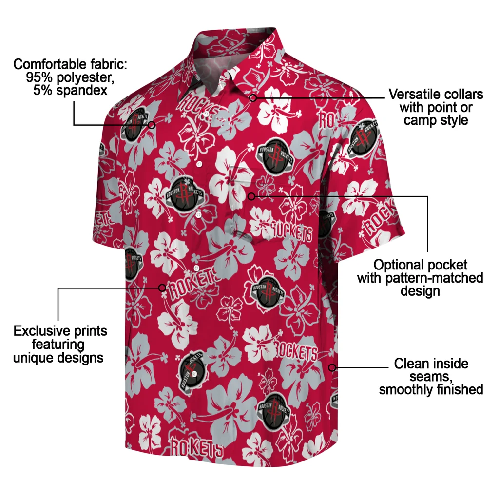 Houston Rockets Hawaiian Shirt - Hibiscus Flower Design houston rockets hibiscus bloom red hawaiian shirts new arrival