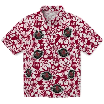 houston rockets hibiscus motif red white hawaiian shirts best selling