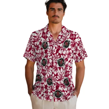 houston rockets hibiscus motif red white hawaiian shirts fashion forward