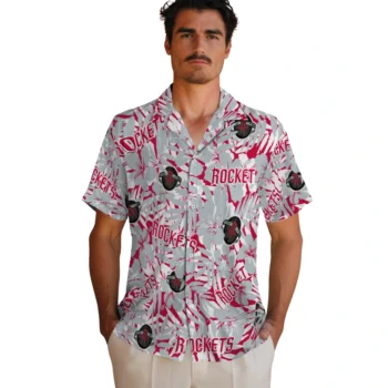 houston rockets hibiscus overlay hawaiian shirts fashion forward