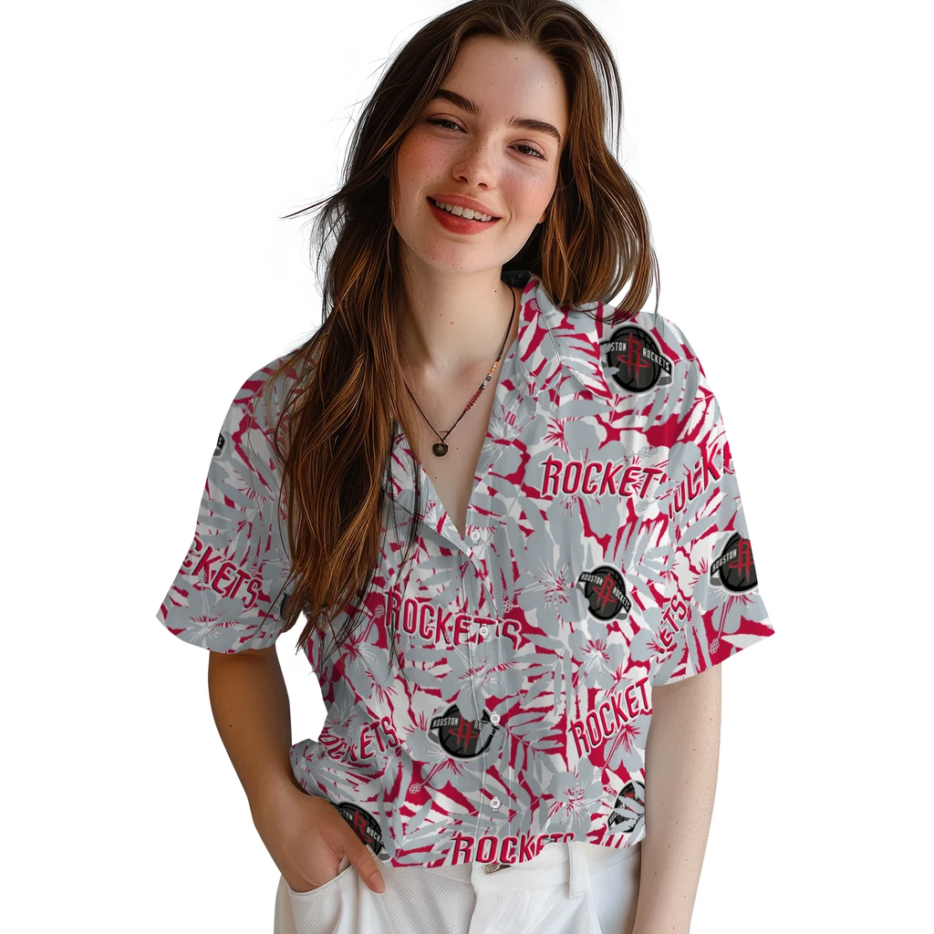 Houston Rockets Hawaiian Shirt - Hibiscus Overlay houston rockets hibiscus overlay hawaiian shirts latest model