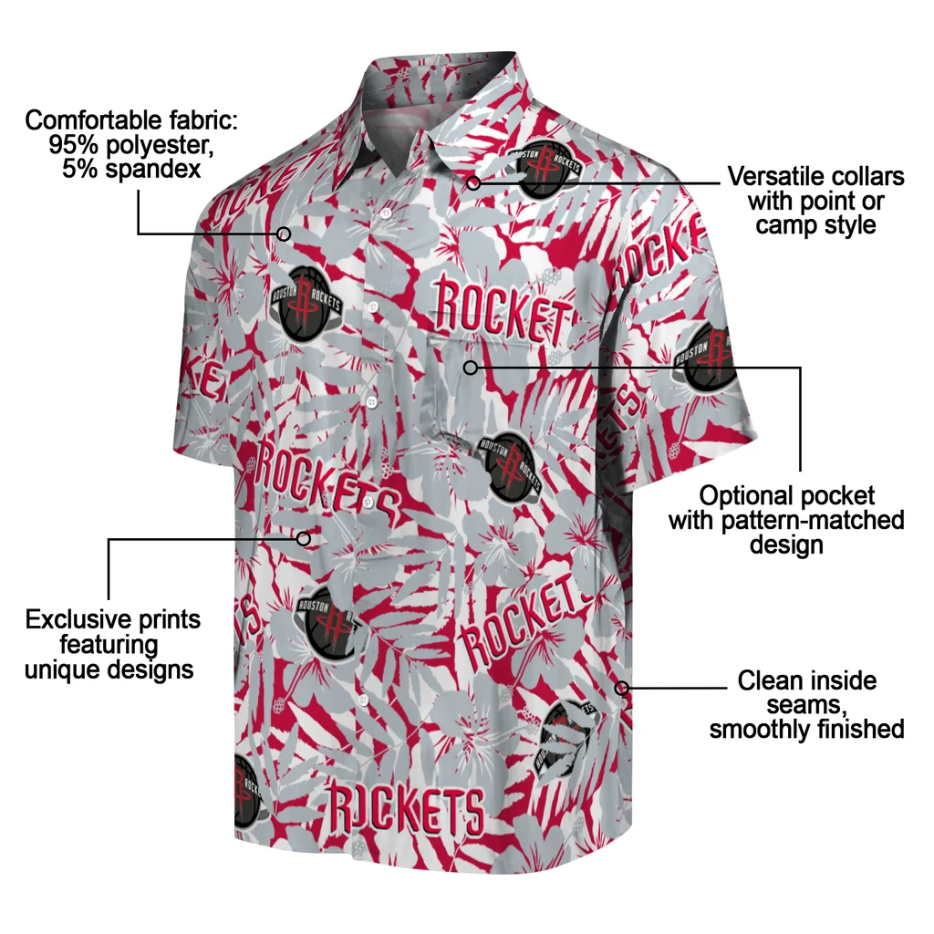 Houston Rockets Hawaiian Shirt - Hibiscus Overlay houston rockets hibiscus overlay hawaiian shirts new arrival