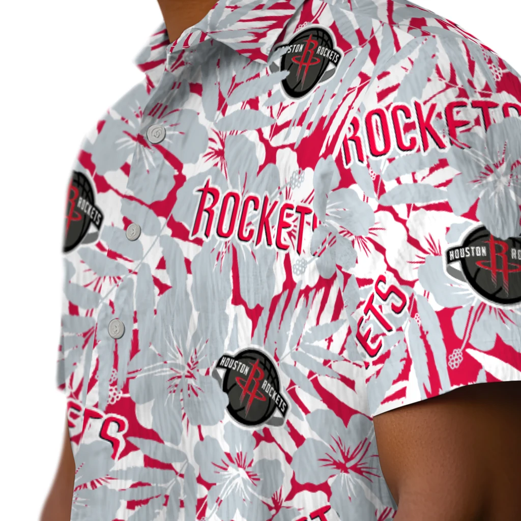 Houston Rockets Hawaiian Shirt - Hibiscus Overlay houston rockets hibiscus overlay hawaiian shirts trendy