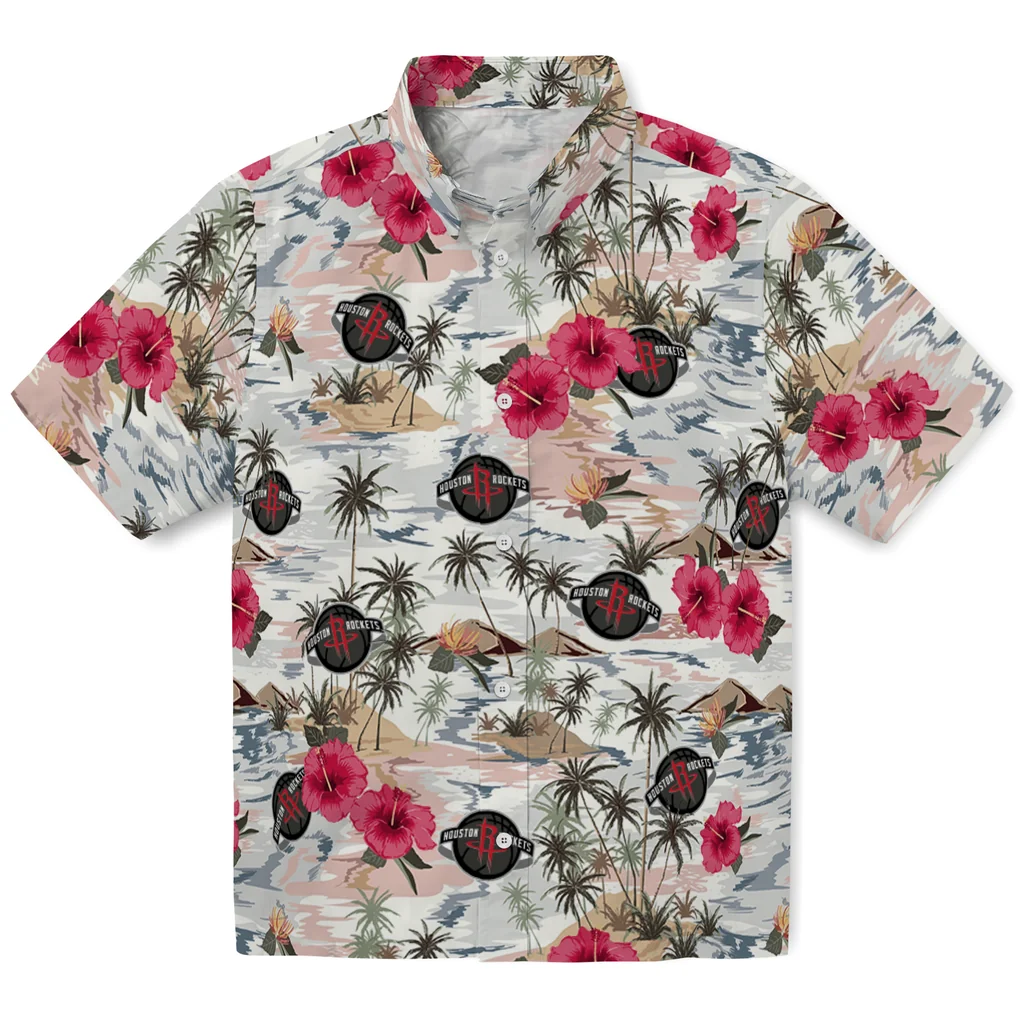 Houston Rockets Hawaiian Shirt - Hibiscus Seaside houston rockets hibiscus seaside white hawaiian shirts best selling