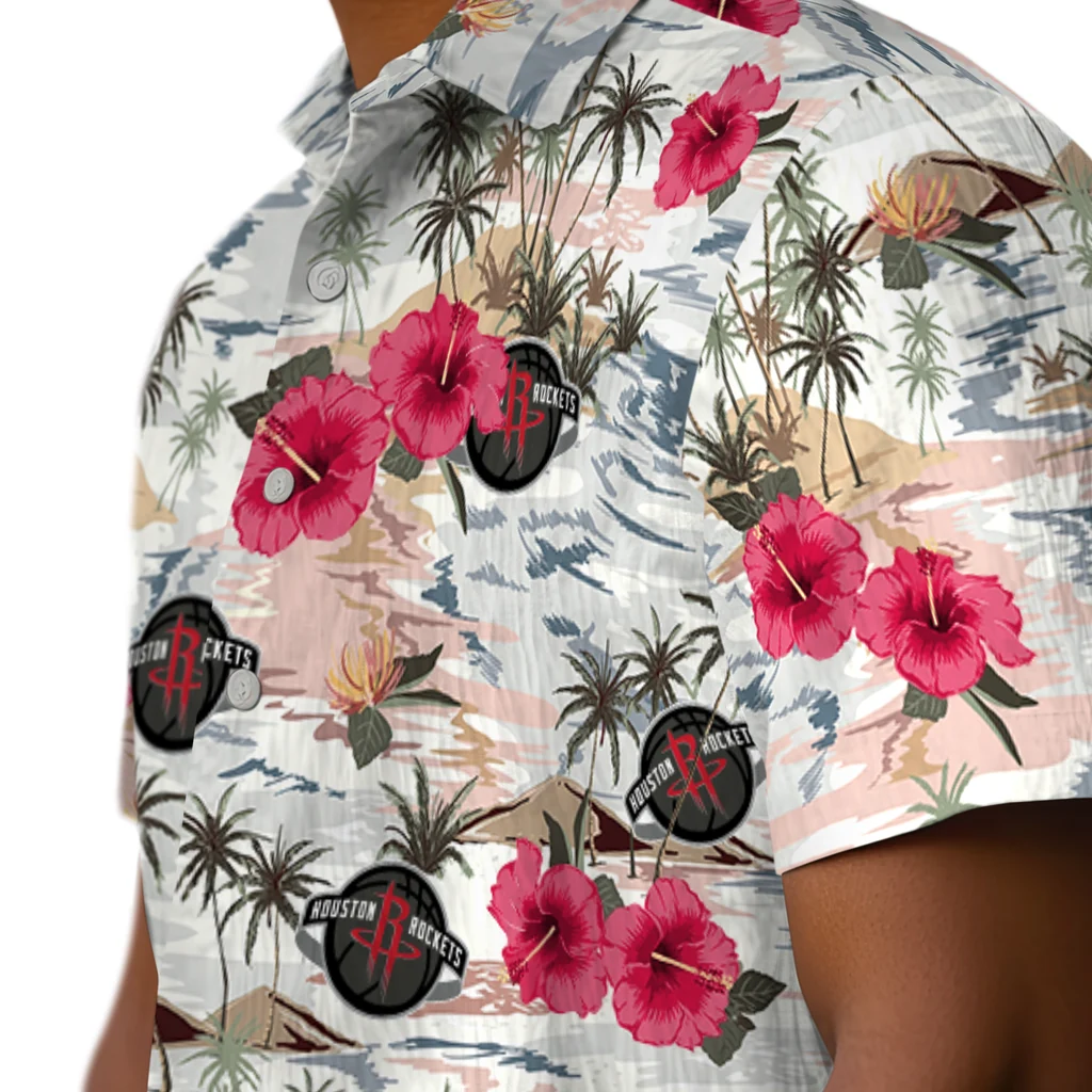 Houston Rockets Hawaiian Shirt - Hibiscus Seaside houston rockets hibiscus seaside white hawaiian shirts trendy