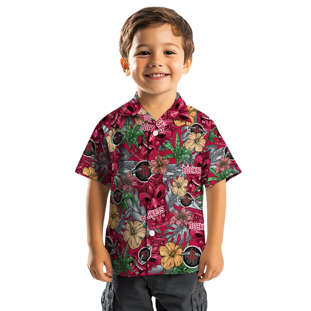 Houston Rockets Hawaiian Shirt - Hibiscus Tiki Jungle houston rockets tiki jungle red hawaiian shirts top rated