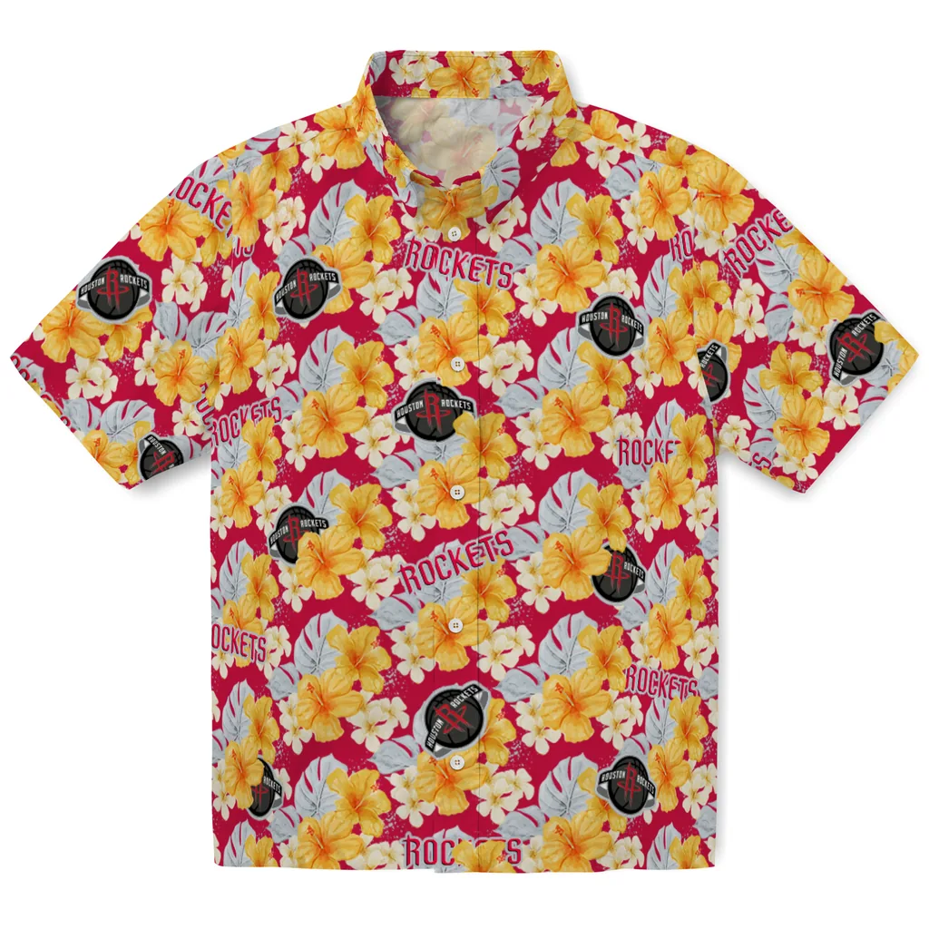 Houston Rockets Hawaiian Shirt - Hibiscus Tropics houston rockets hibiscus tropics red yellow hawaiian shirts best selling