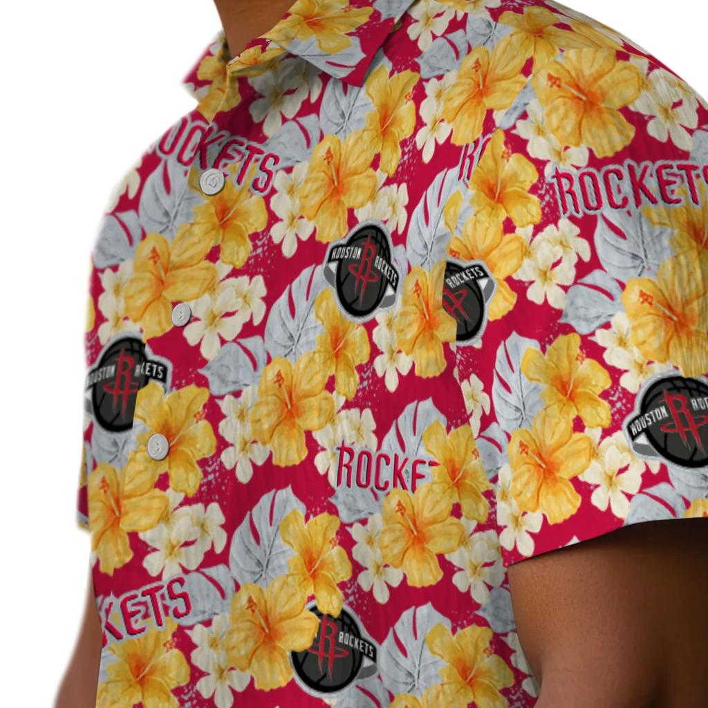 Houston Rockets Hawaiian Shirt - Hibiscus Tropics houston rockets hibiscus tropics red yellow hawaiian shirts trendy