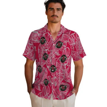 houston rockets leaf outline red hawaiian shirts fashion forward