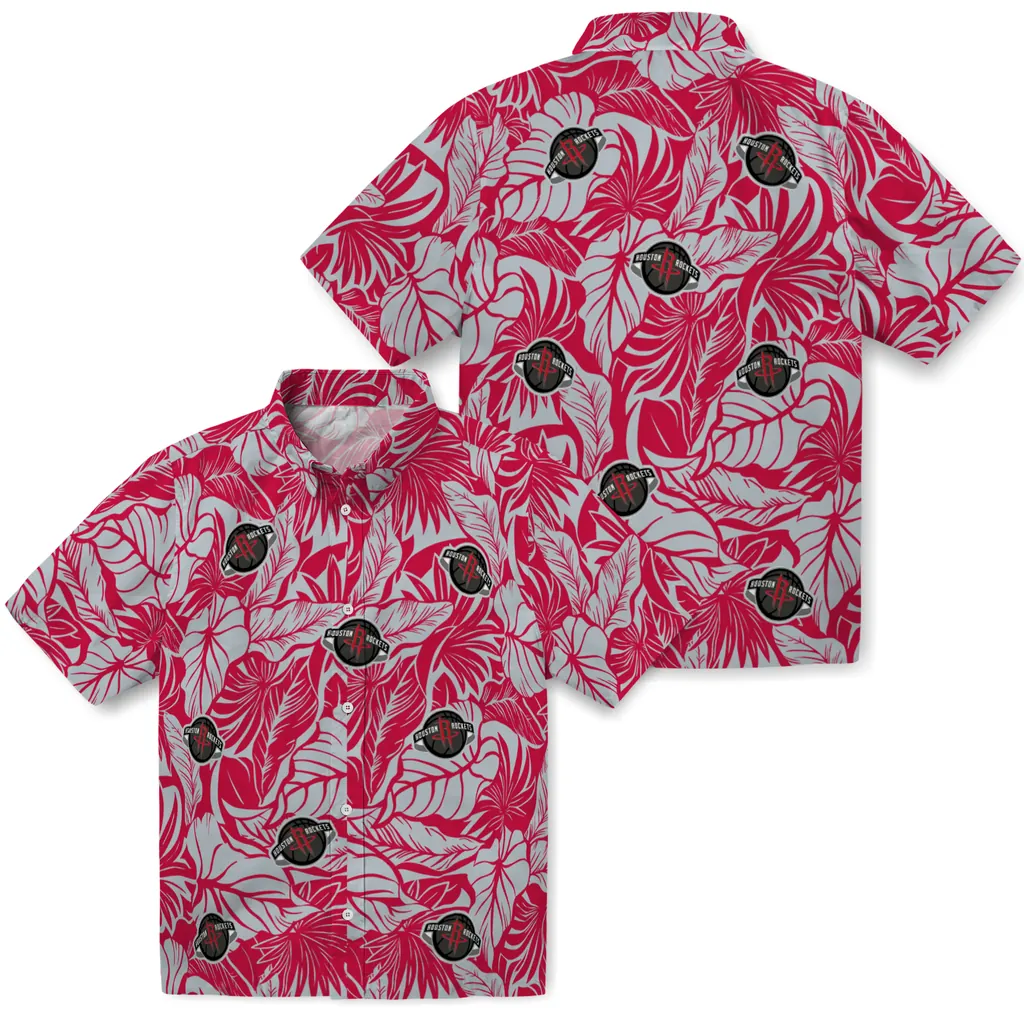 Houston Rockets Hawaiian Shirt - Monstera Layer houston rockets monstera layer red hawaiian shirts high quality