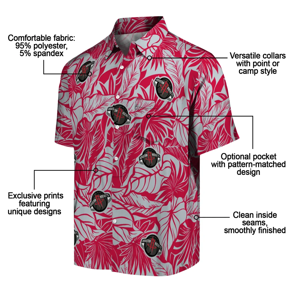 Houston Rockets Hawaiian Shirt - Monstera Layer houston rockets monstera layer red hawaiian shirts new arrival