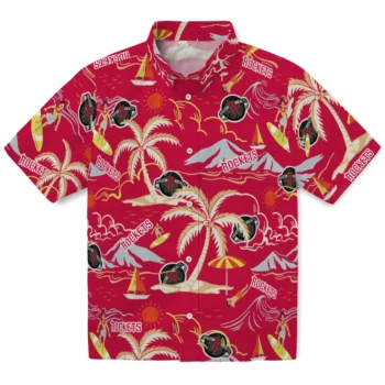houston rockets palm tree island red hawaiian shirts best selling