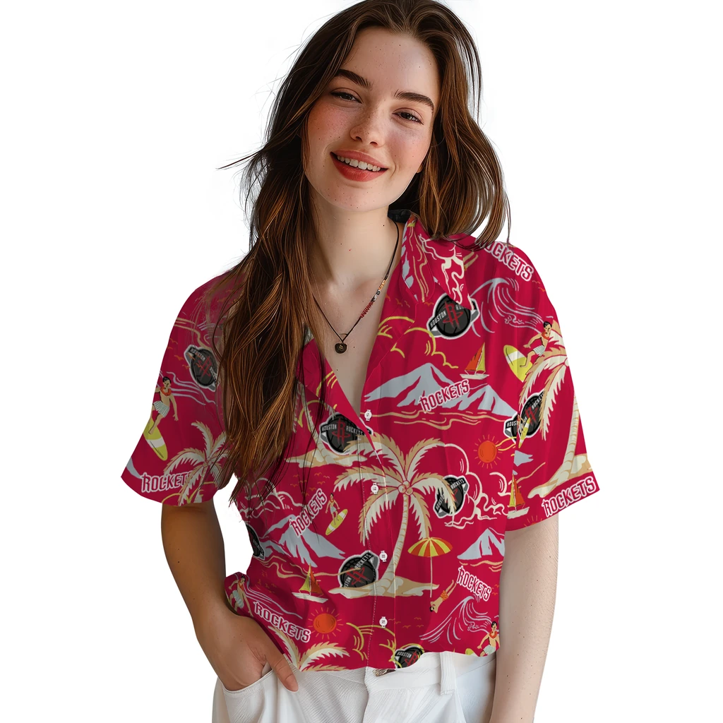 Houston Rockets Hawaiian Shirt - Palm Tree Island houston rockets palm tree island red hawaiian shirts latest model