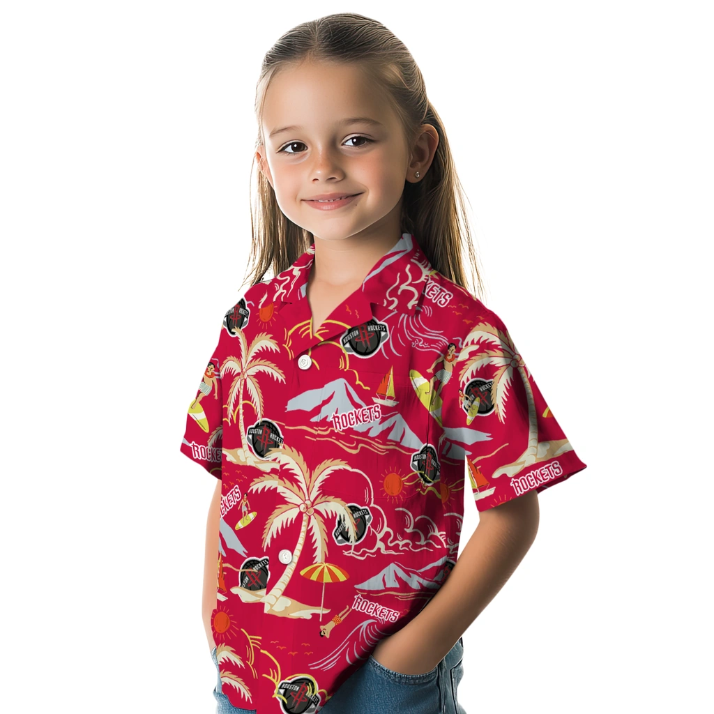 Houston Rockets Hawaiian Shirt - Palm Tree Island houston rockets palm tree island red hawaiian shirts premium grade