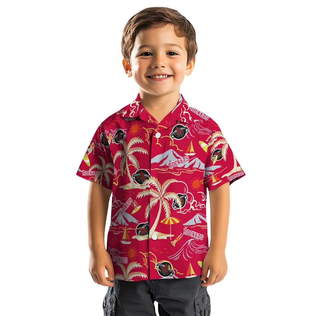 Houston Rockets Hawaiian Shirt - Palm Tree Island houston rockets palm tree island red hawaiian shirts top rated
