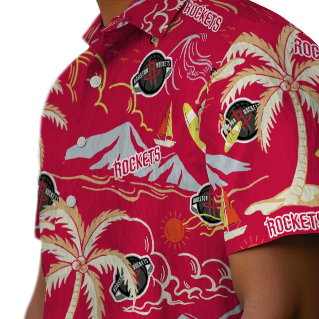 Houston Rockets Hawaiian Shirt - Palm Tree Island houston rockets palm tree island red hawaiian shirts trendy