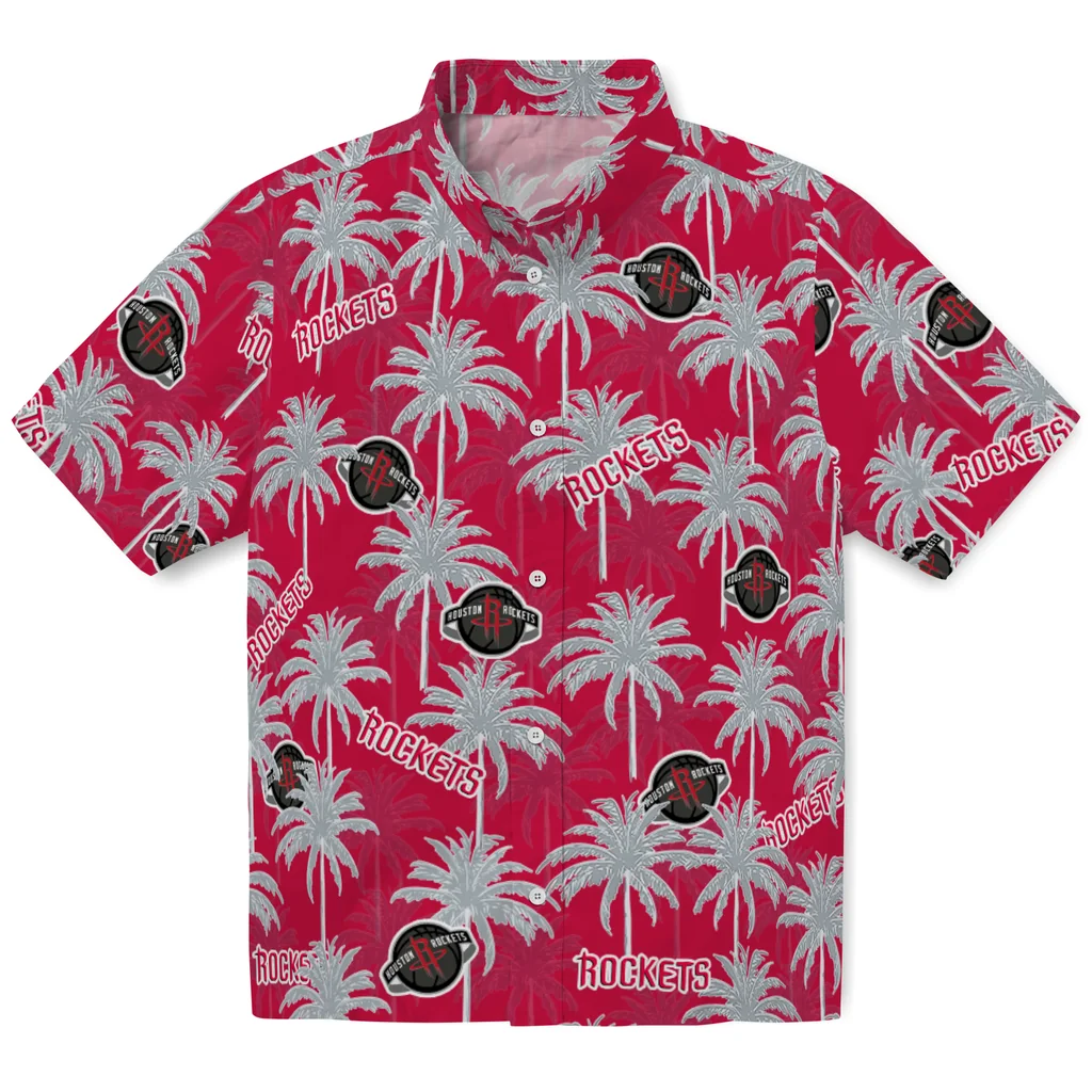 Houston Rockets Hawaiian Shirt - Palm Tree Motif houston rockets palm grove red hawaiian shirts best selling
