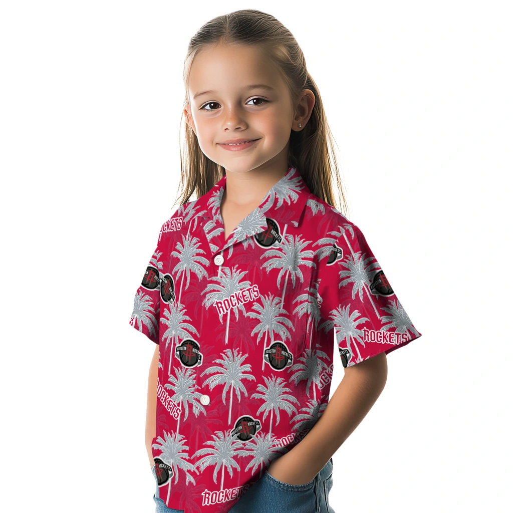 Houston Rockets Hawaiian Shirt - Palm Tree Motif houston rockets palm grove red hawaiian shirts premium grade