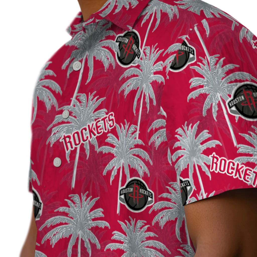 Houston Rockets Hawaiian Shirt - Palm Tree Motif houston rockets palm grove red hawaiian shirts trendy