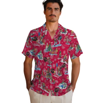 houston rockets simpsons christmas red hawaiian shirts fashion forward