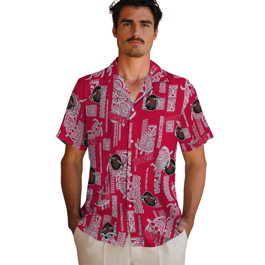 Houston Rockets Hawaiian Shirt - Turtle Lines houston rockets turtle lines red hawaiian shirts fashion forward