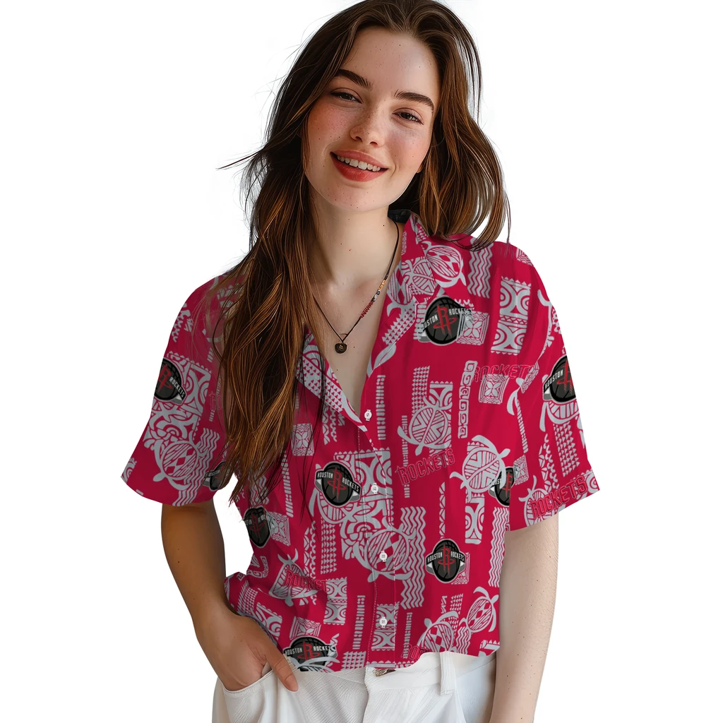 Houston Rockets Hawaiian Shirt - Turtle Lines houston rockets turtle lines red hawaiian shirts latest model
