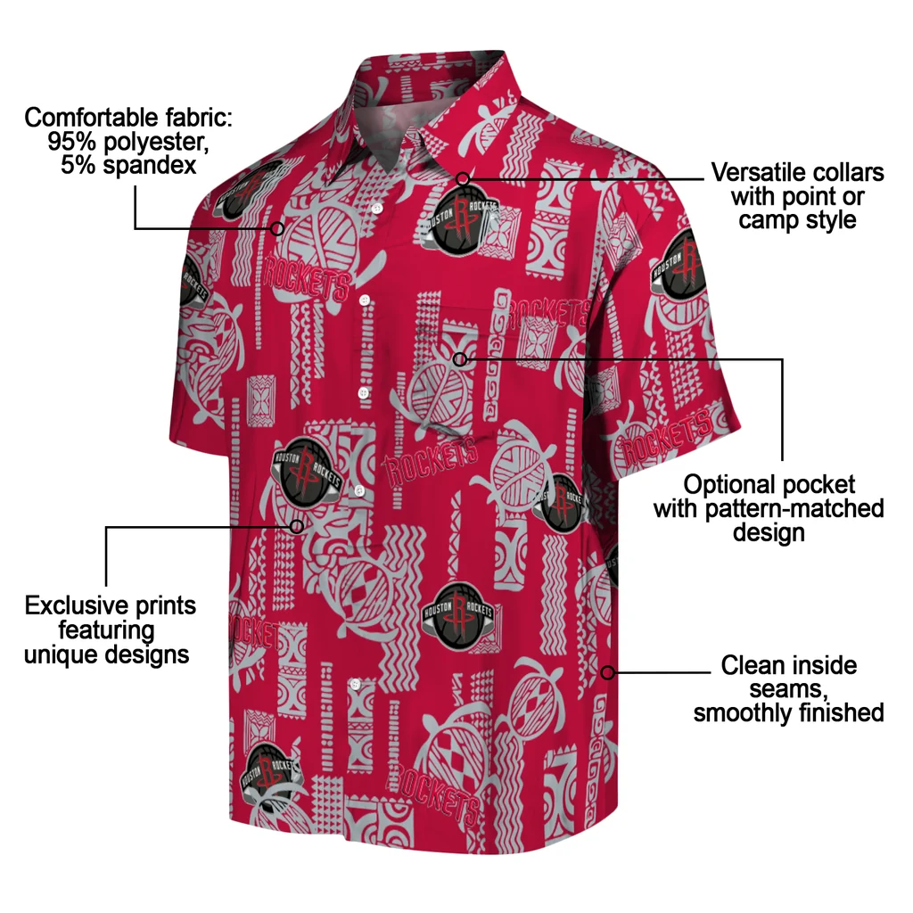 Houston Rockets Hawaiian Shirt - Turtle Lines houston rockets turtle lines red hawaiian shirts new arrival