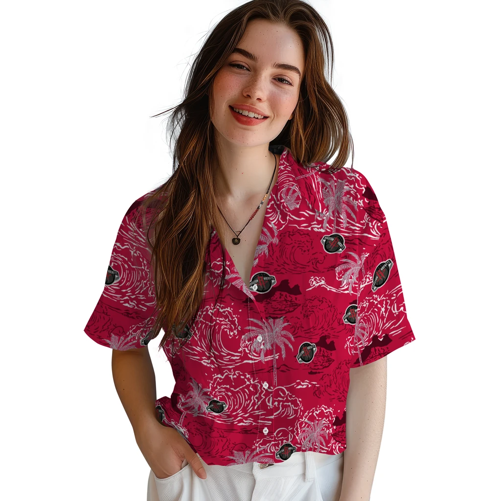 Houston Rockets Hawaiian Shirt - Wave Palm houston rockets wave palm red hawaiian shirts latest model