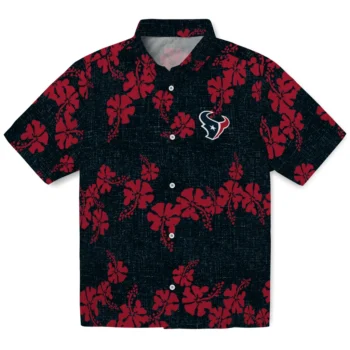 houston texans hibiscus petals blue hawaiian shirts best selling