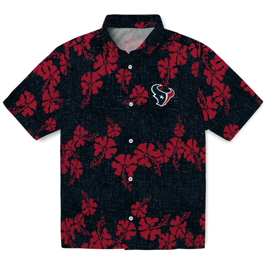 Houston Texans Hawaiian Shirt - 50th State Flower houston texans hibiscus petals blue hawaiian shirts best selling