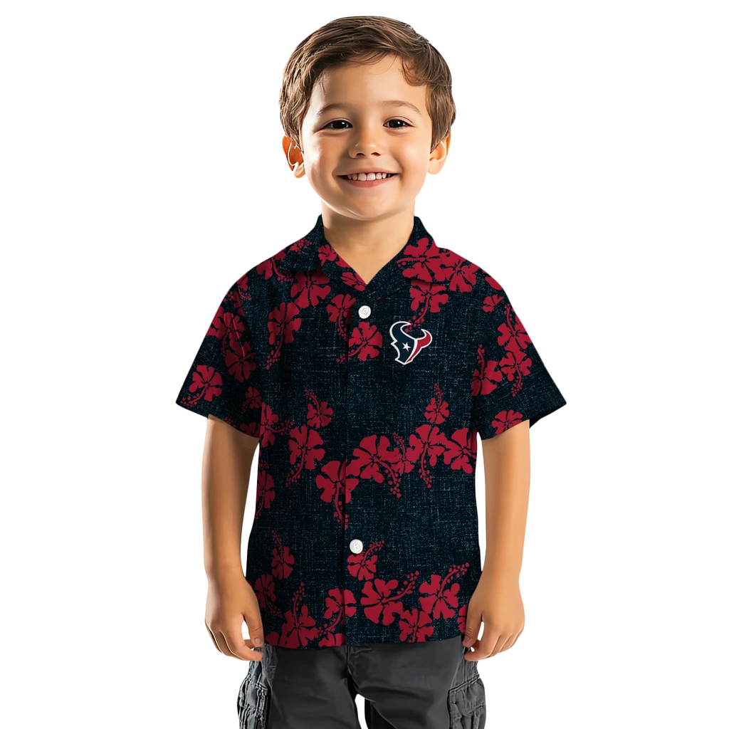 Houston Texans Hawaiian Shirt - 50th State Flower houston texans hibiscus petals blue hawaiian shirts top rated