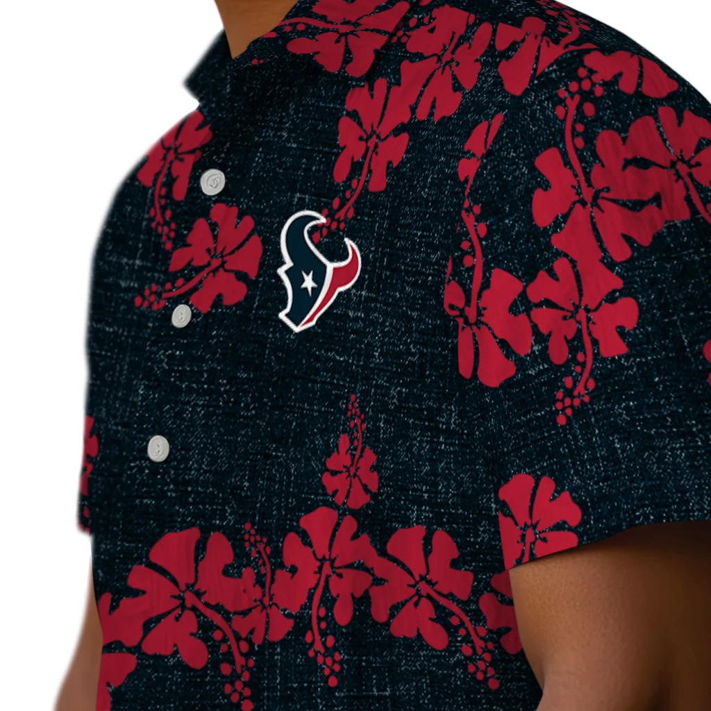 Houston Texans Hawaiian Shirt - 50th State Flower houston texans hibiscus petals blue hawaiian shirts trendy