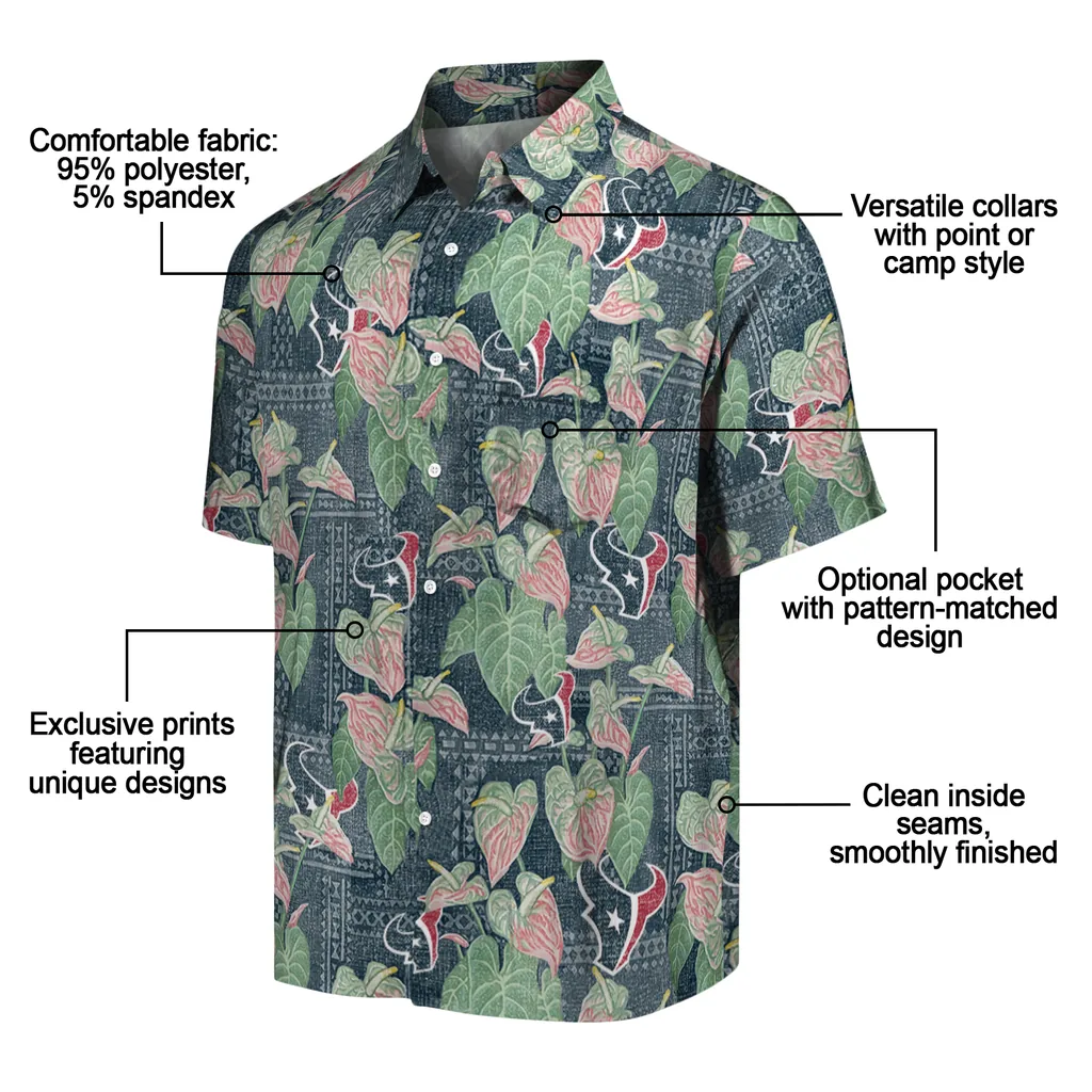 Houston Texans Hawaiian Shirt - Anthurium Overlay houston texans anthurium overlay blue hawaiian shirts new arrival