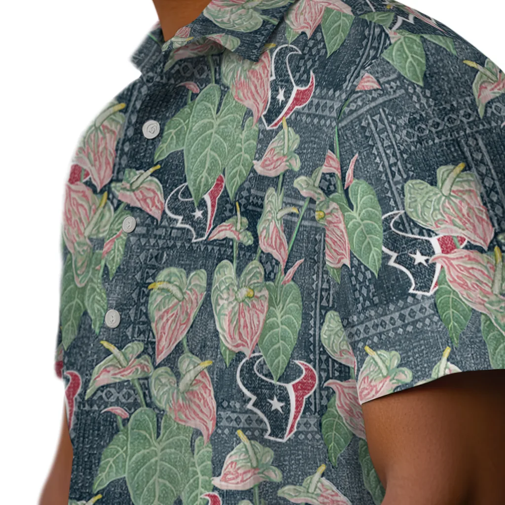 Houston Texans Hawaiian Shirt - Anthurium Overlay houston texans anthurium overlay blue hawaiian shirts trendy