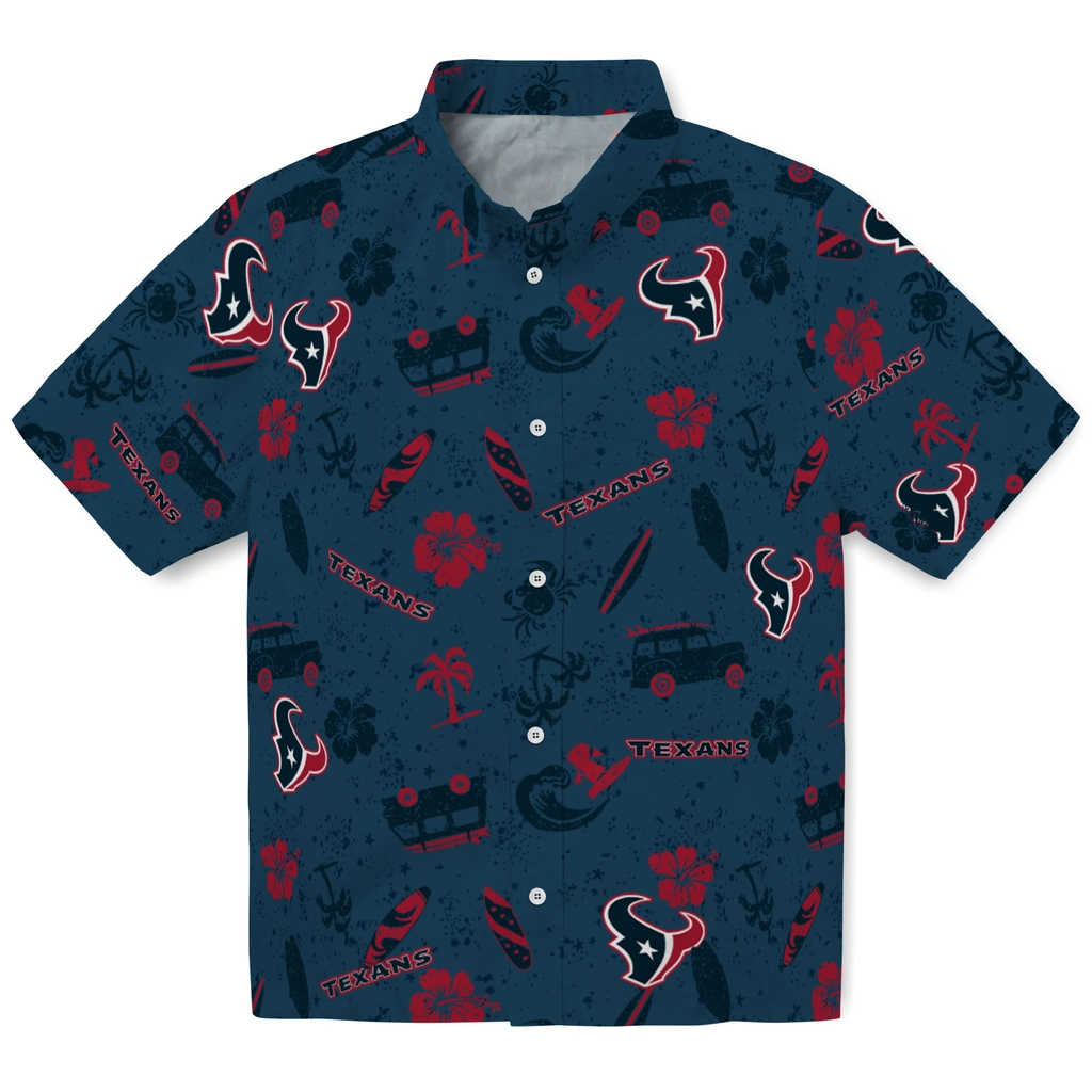 Houston Texans Hawaiian Shirt - Beach Vibe houston texans beach vibe navy hawaiian shirts best selling