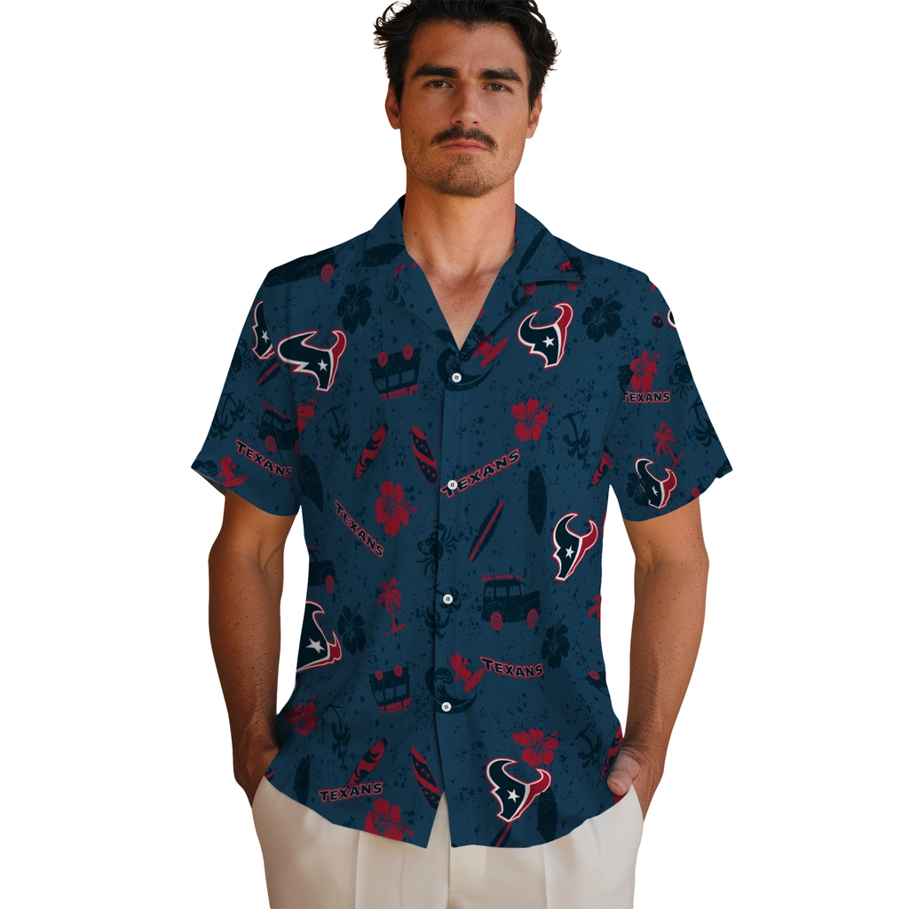 Houston Texans Hawaiian Shirt - Beach Vibe houston texans beach vibe navy hawaiian shirts fashion forward