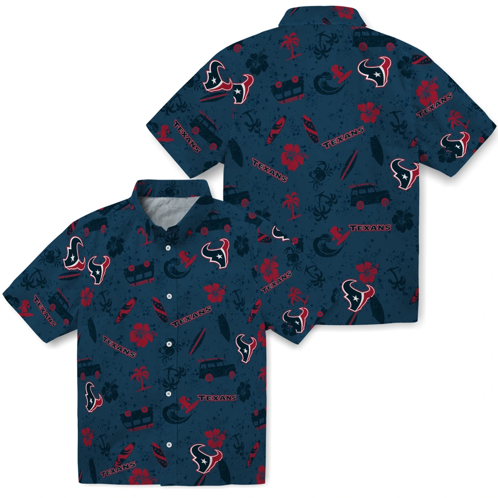 Houston Texans Hawaiian Shirt - Beach Vibe houston texans beach vibe navy hawaiian shirts high quality