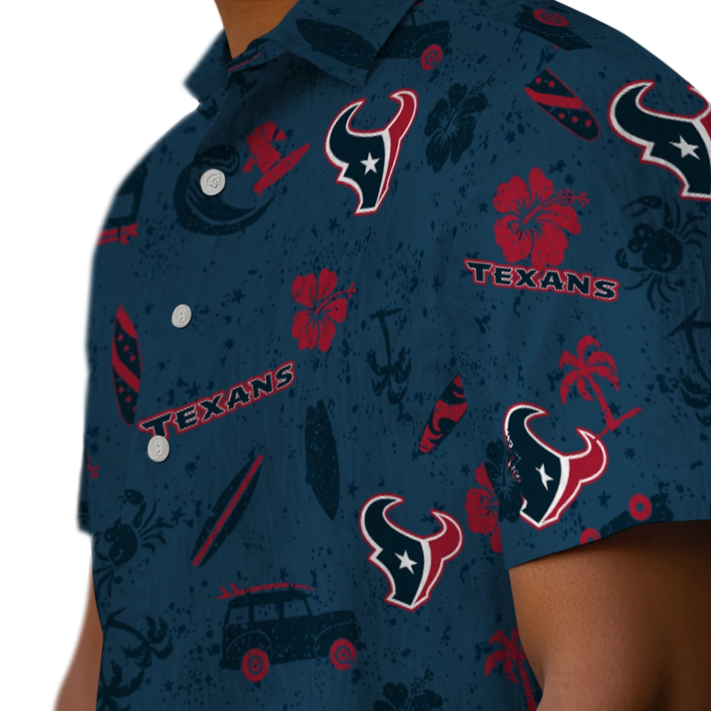 Houston Texans Hawaiian Shirt - Beach Vibe houston texans beach vibe navy hawaiian shirts trendy